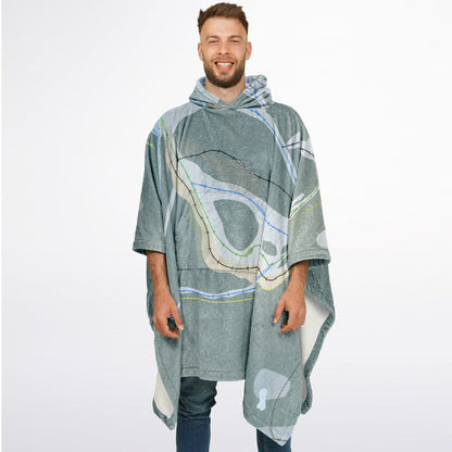 Phoenix Mountain, British Columbia Ski Resort Map Flannel Blanket Poncho
