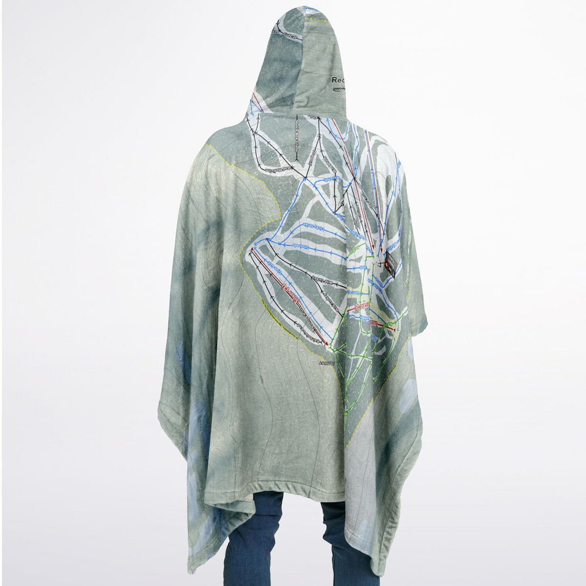 Red River, New Mexico Ski Resort Map Flannel Blanket Poncho