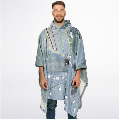 Storrs Hill, New Hampshire Ski Resort Map Flannel Blanket Poncho