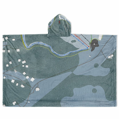 Sahalie Ski Club, Washington Ski Resort Map Flannel Blanket Poncho
