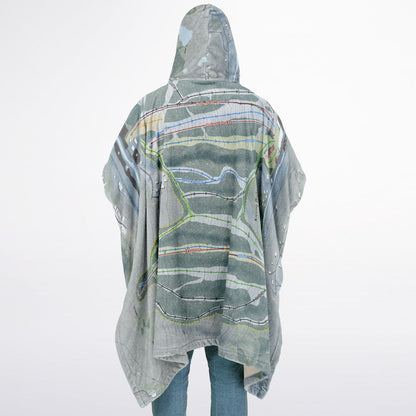 Kissing Bridge, New York Ski Resort Map Flannel Blanket Poncho
