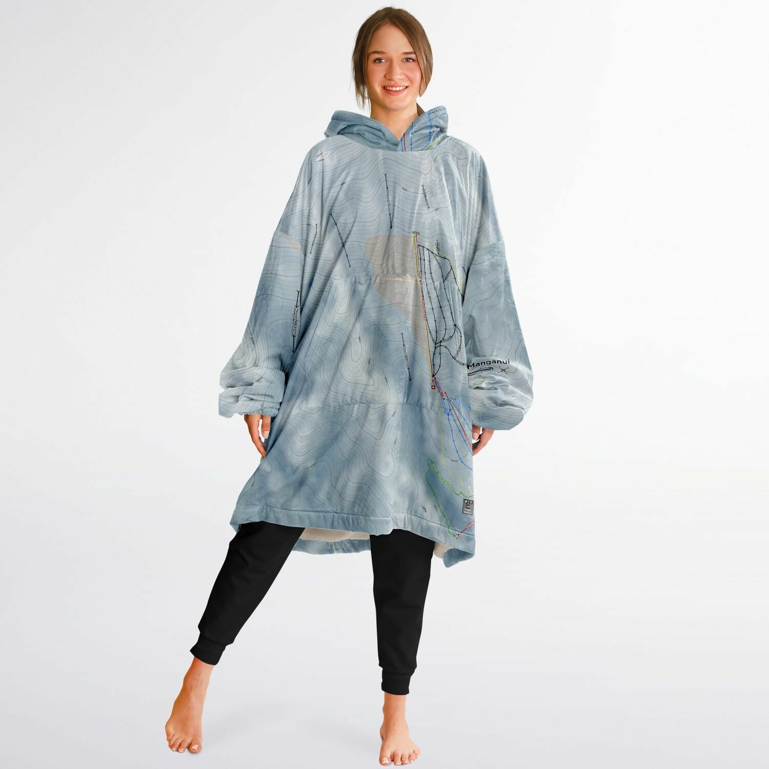 Manganui, New Zealand Ski Trail Map - Snug Hoodie - Powderaddicts