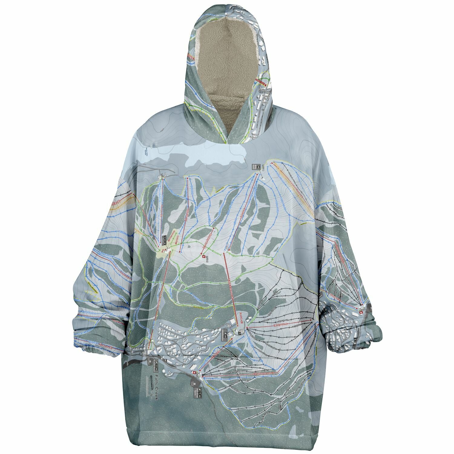 Falls Creek, Australia Ski Trail Map - Snug Hoodie - Powderaddicts