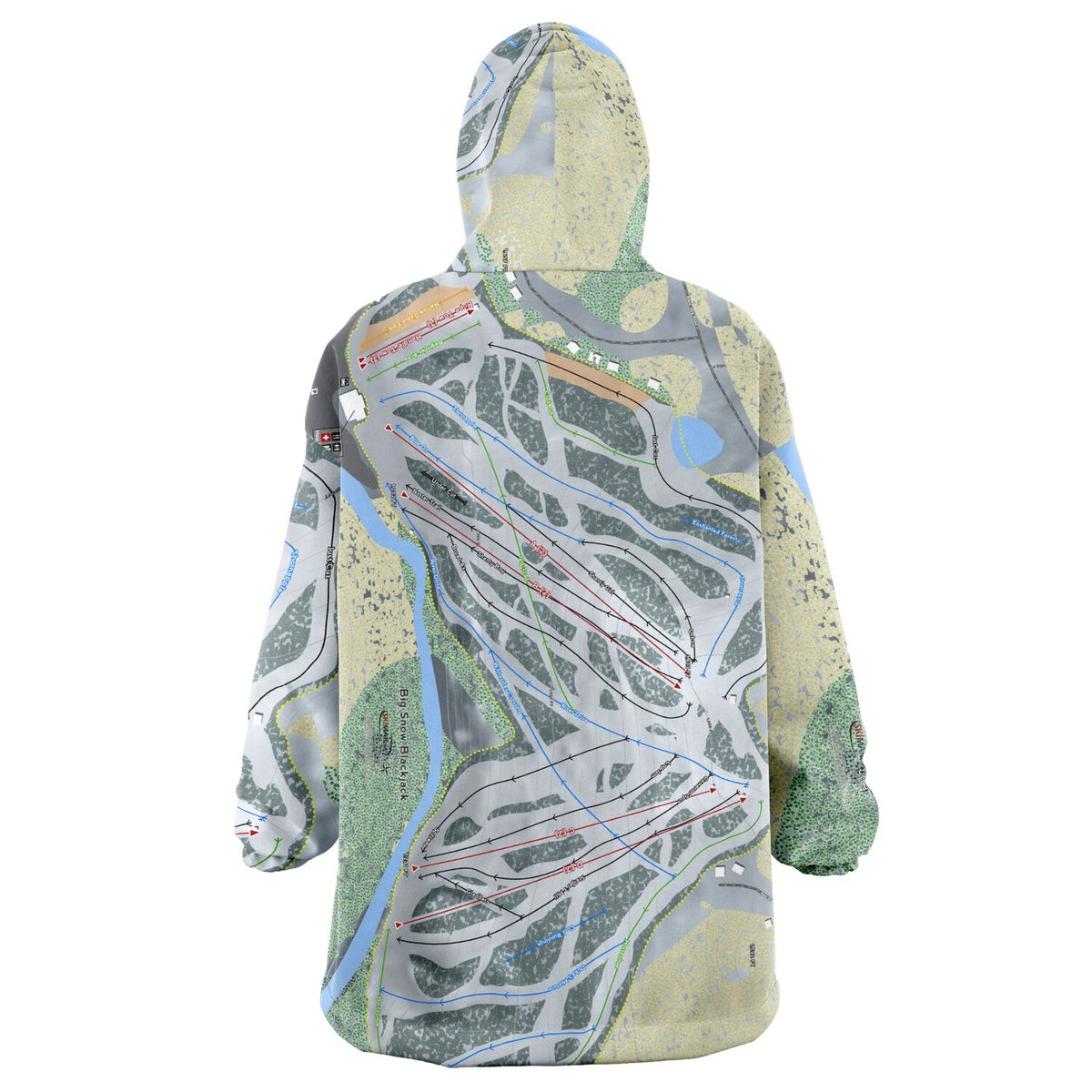Big Snow BlackJack, Michigan Ski Trail Map Snug Hoodie