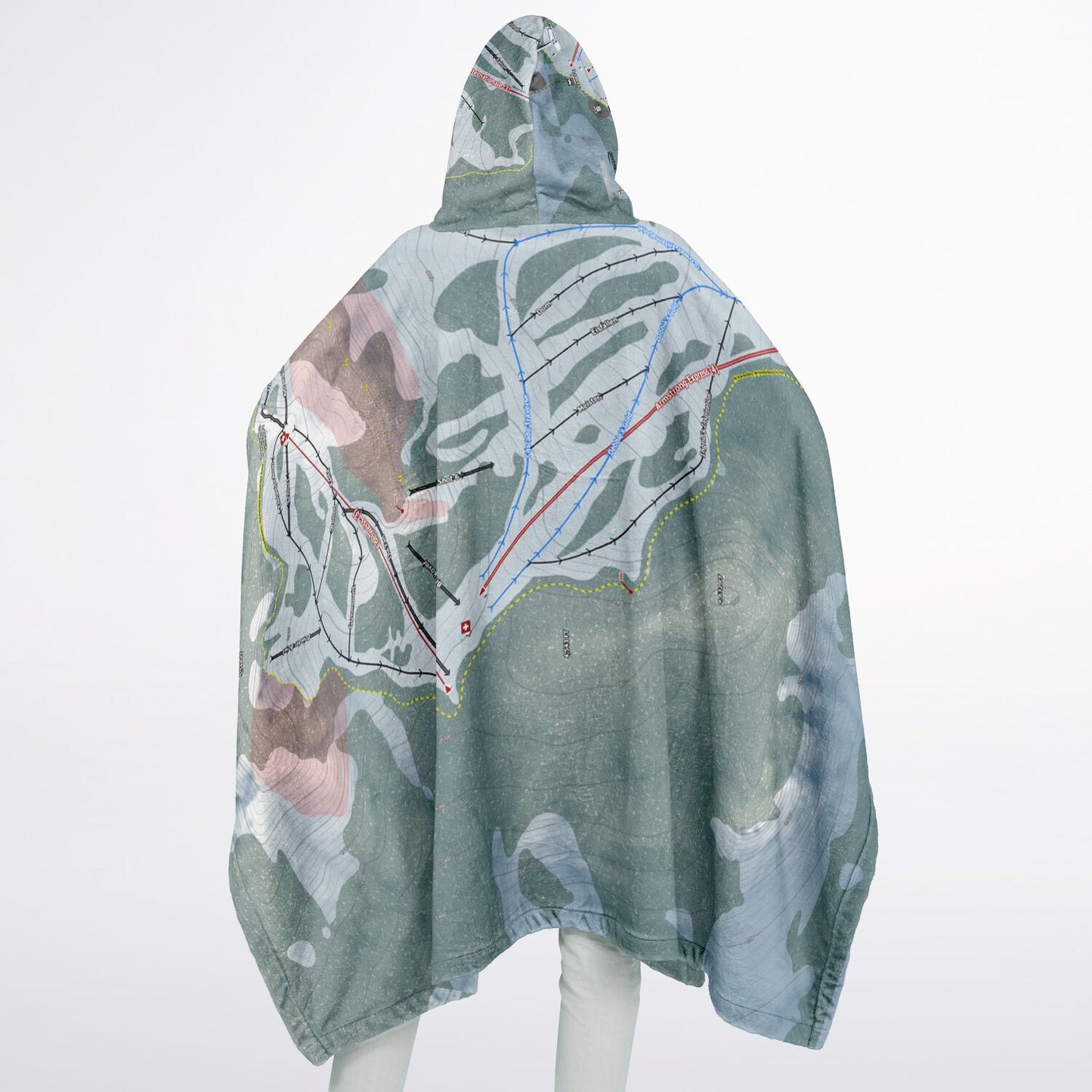 Alpental, Washington Ski Resort Map Flannel Blanket Poncho