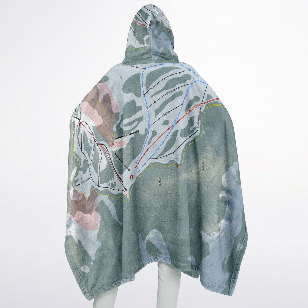 Alpental, Washington Ski Resort Map Flannel Blanket Poncho