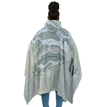 Porcupine Mountains, Michigan Ski Resort Map Flannel Blanket Poncho