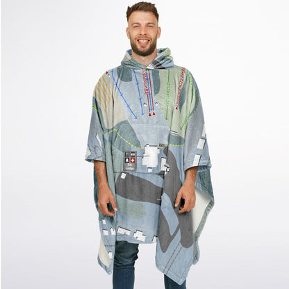 McIntyre, New Hampshire Ski Resort Map Flannel Blanket Poncho