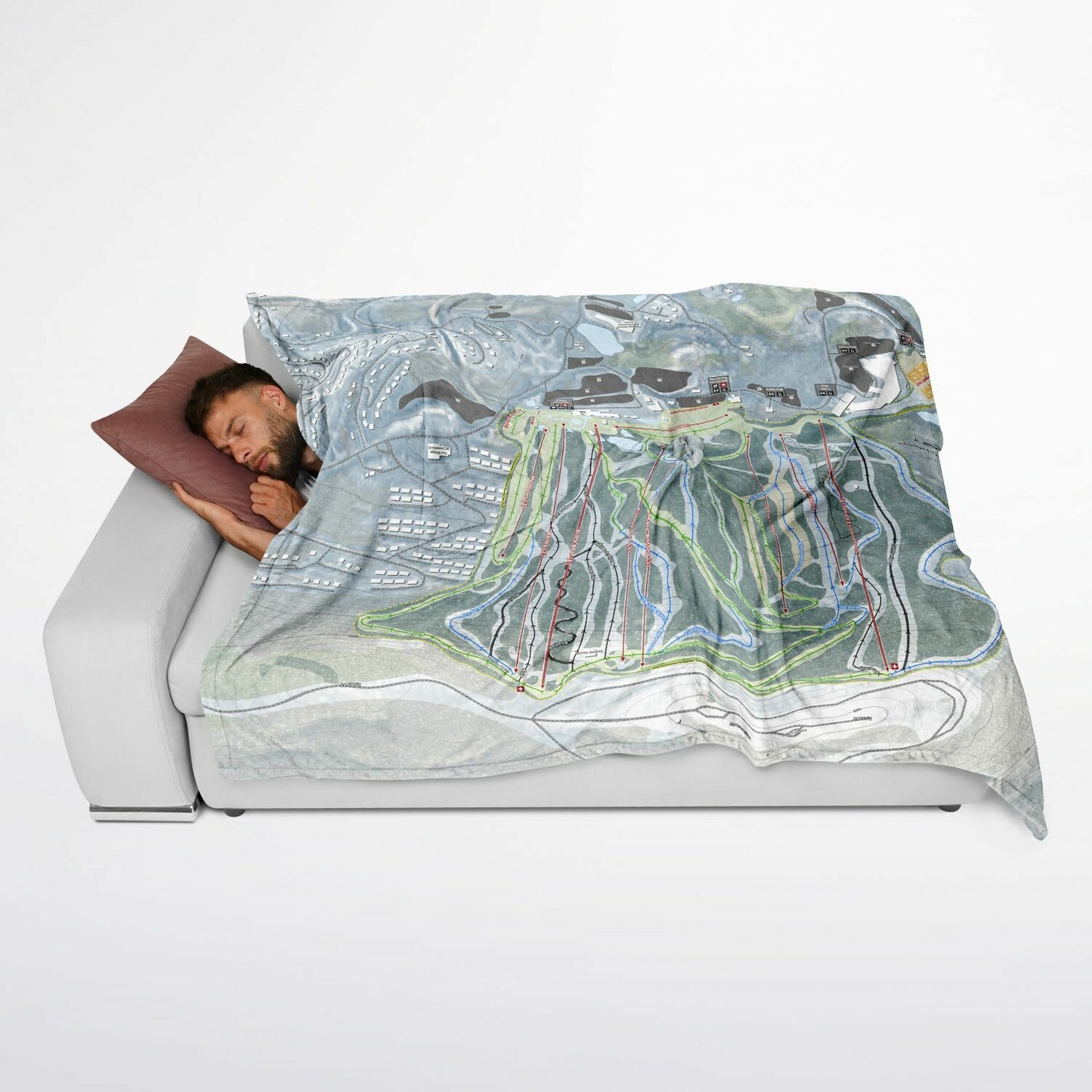 Camelback Mountain, Pennsylvania Ski Resort Map Flannel Blanket Poncho