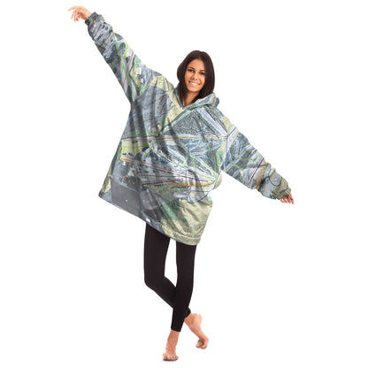 Pine Mountain, Michigan Ski Trail Map Snug Hoodie - Powderaddicts