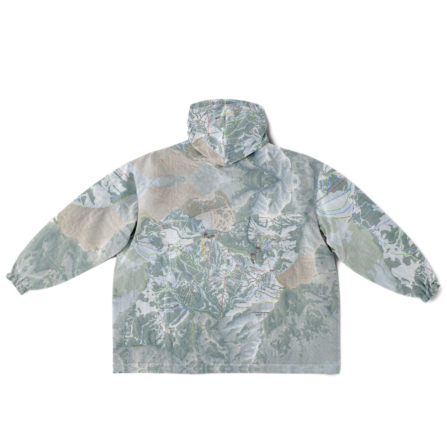 Powder Mountain, Utah Ski Resort Map Reversible Snug Hoodie