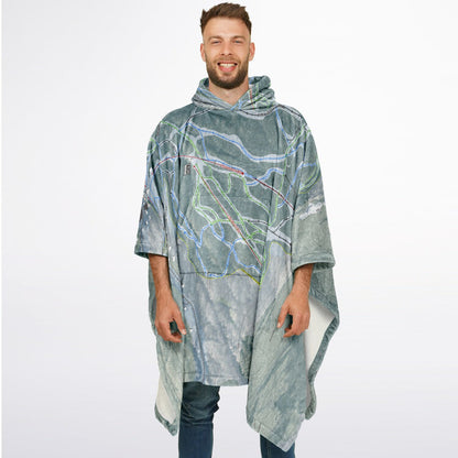 Mad River Glen, Vermont Ski Resort Map Flannel Blanket Poncho