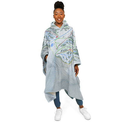 Cherry Peak, Utah Ski Resort Map Flannel Blanket Poncho
