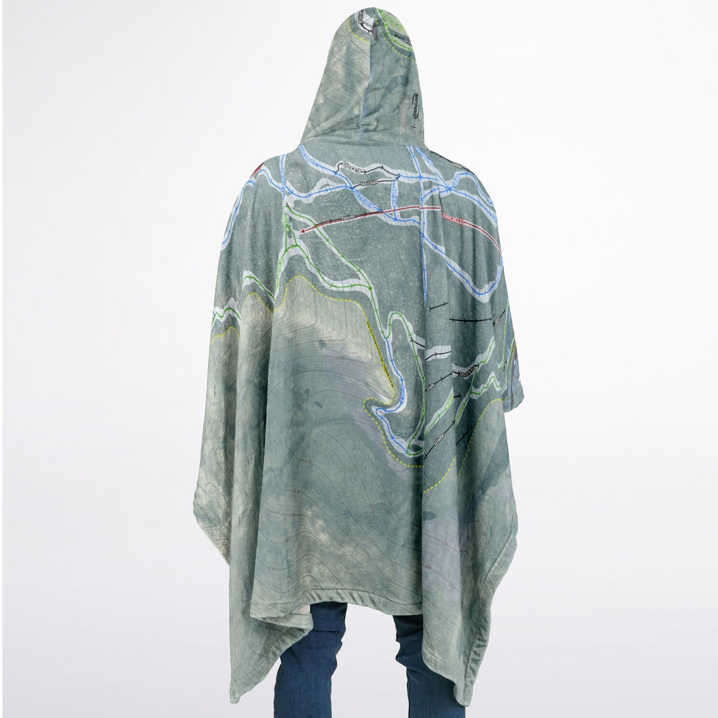 Wildcat Mountain, New Hampshire Ski Resort Map Flannel Blanket Poncho