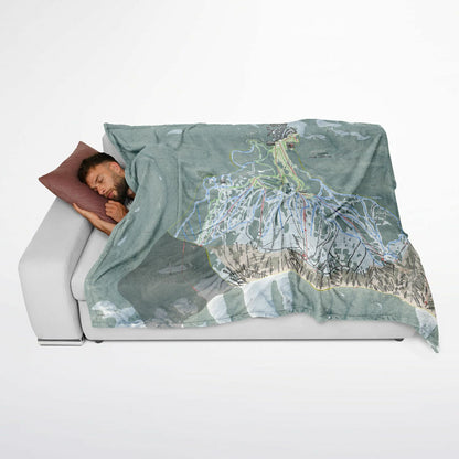 Bridger Bowl, Montana Ski Resort Map Flannel Blanket Poncho