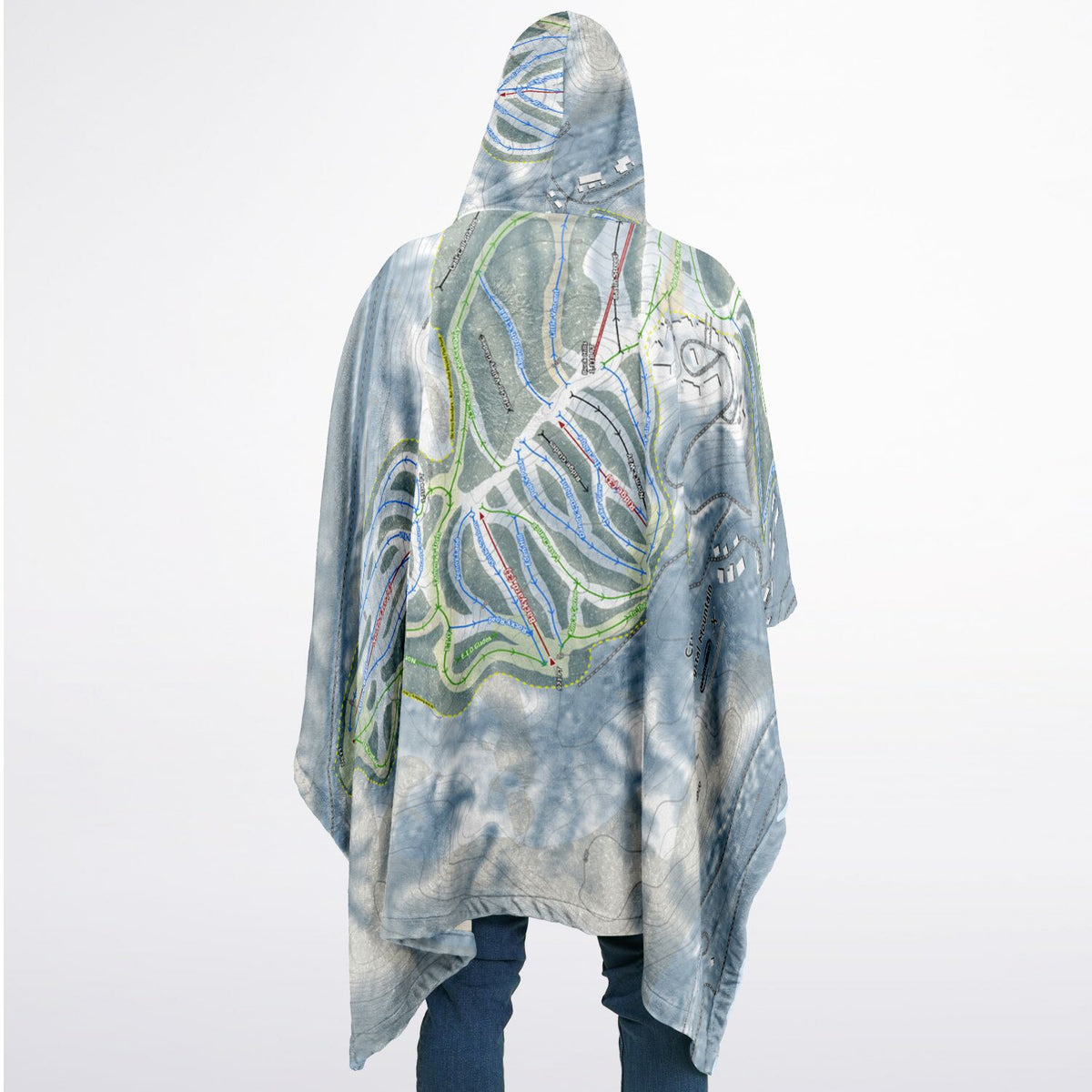 Crystal Mountain, Michigan Ski Resort Map Flannel Blanket Poncho