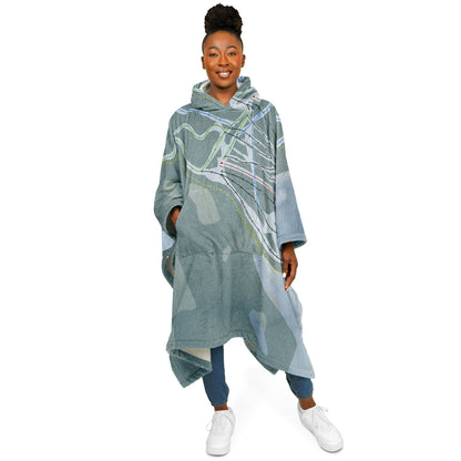 Mount Cain, British Columbia Ski Resort Map Flannel Blanket Poncho