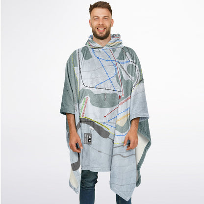 Hurricane Ridge, Washington Ski Resort Map Flannel Blanket Poncho