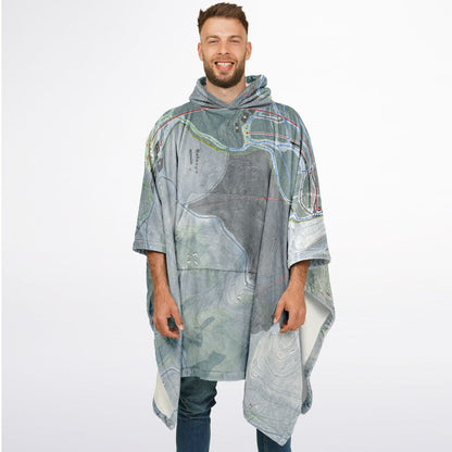 Belleayre, New York Ski Resort Map Flannel Blanket Poncho
