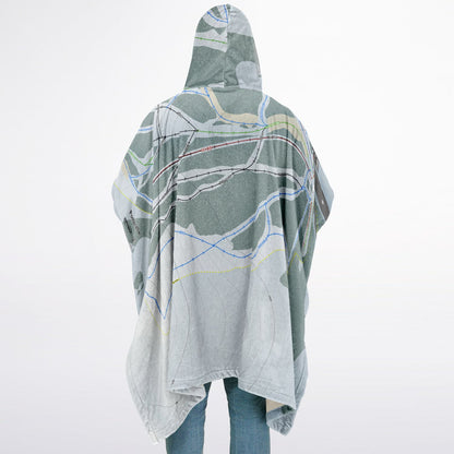 Pomerelle, Idaho Ski Resort Map Flannel Blanket Poncho