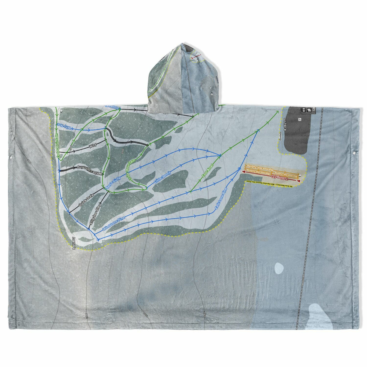 Hesperus, Colorado Ski Resort Map Flannel Blanket Poncho