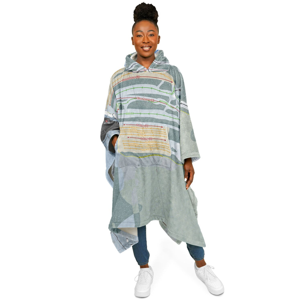 Big Boulder, Pennsylvania Ski Resort Map Flannel Blanket Poncho