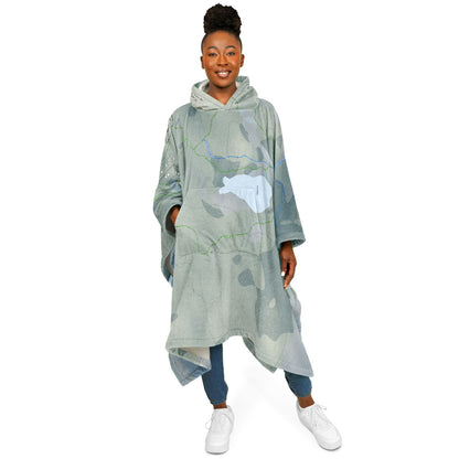 Club Tobo-Ski, Quebec Ski Resort Map Flannel Blanket Poncho