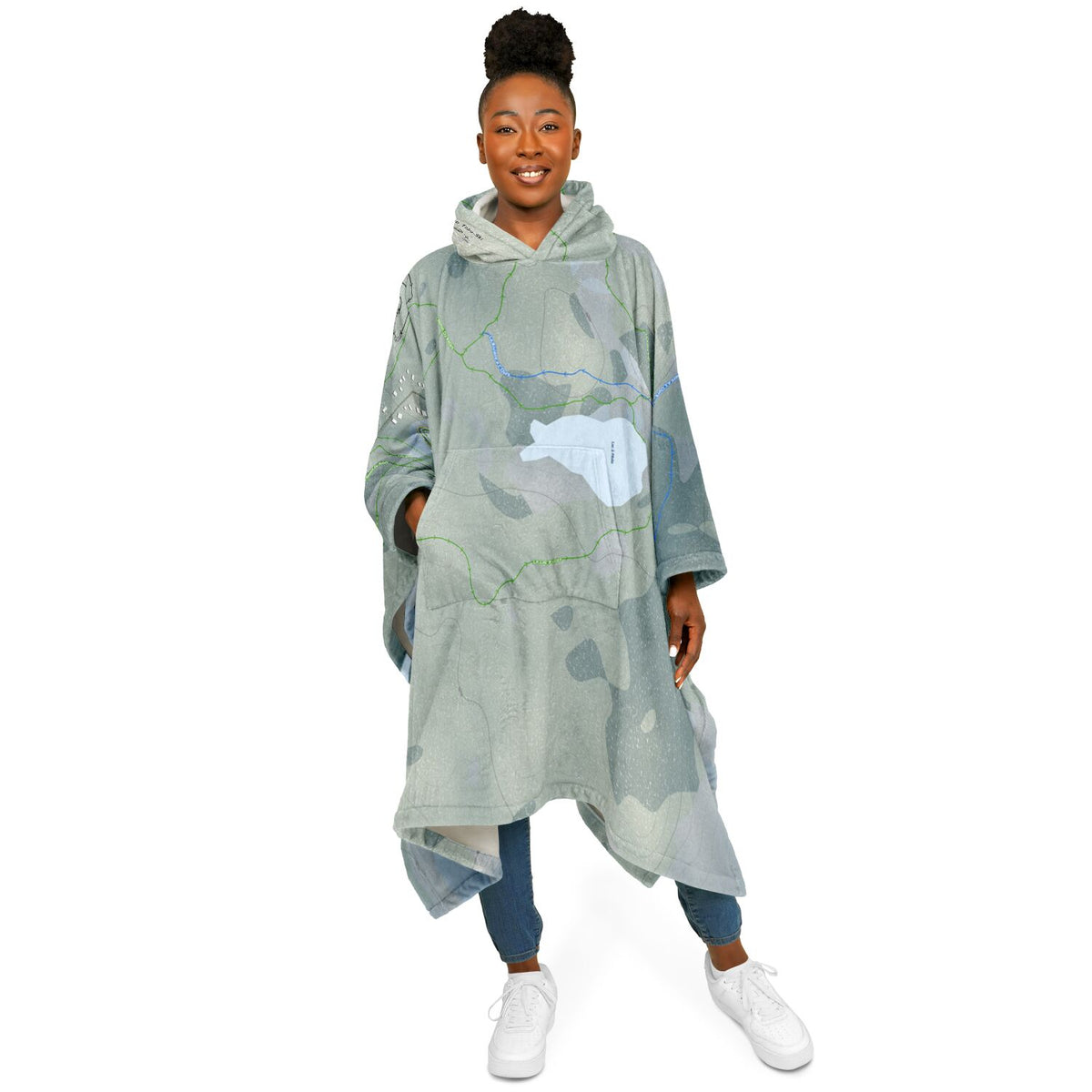 Club Tobo-Ski, Quebec Ski Resort Map Flannel Blanket Poncho