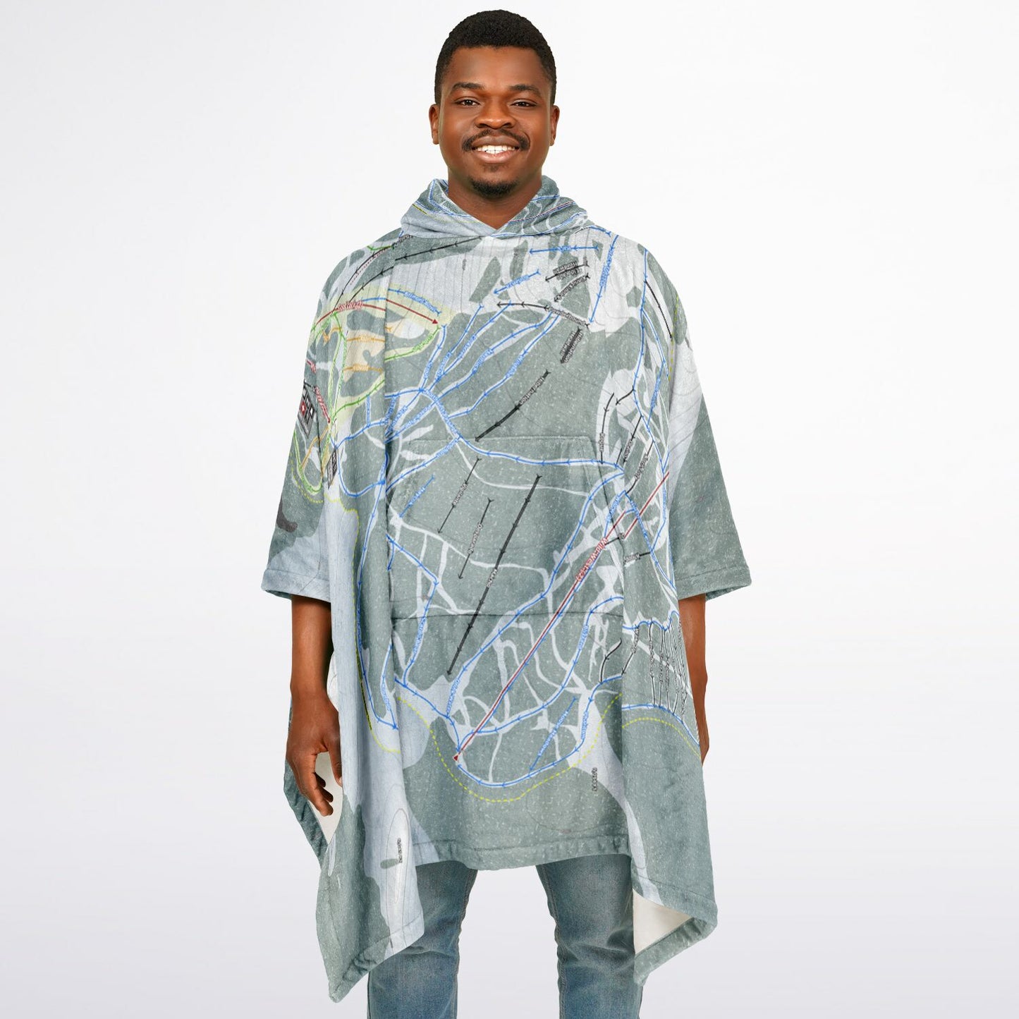 Great Divide, Montana Ski Resort Map Flannel Blanket Poncho