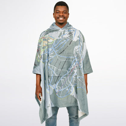 Great Divide, Montana Ski Resort Map Flannel Blanket Poncho