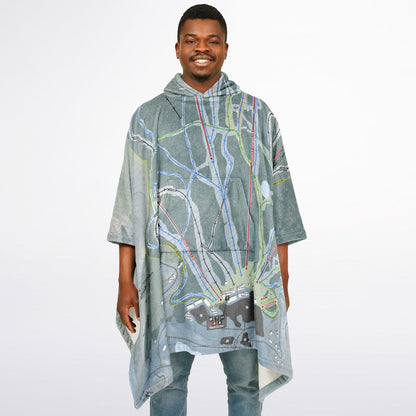 Pico Mountain, Vermont Ski Resort Map Flannel Blanket Poncho