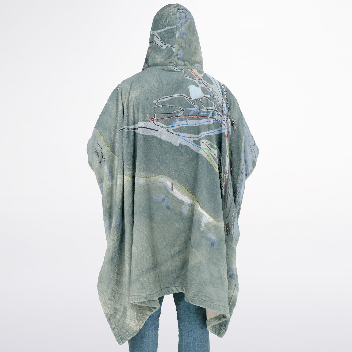 Lee Canyon, Nevada Ski Resort Map Flannel Blanket Poncho