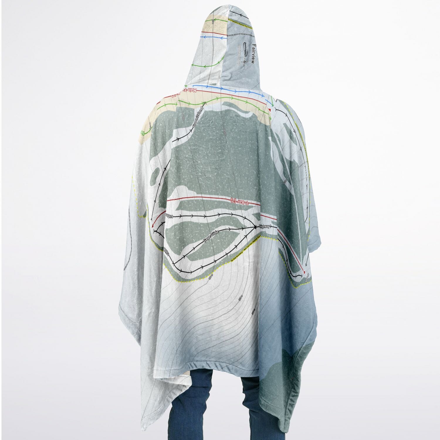 Fairview, Alberta Ski Resort Map Flannel Blanket Poncho