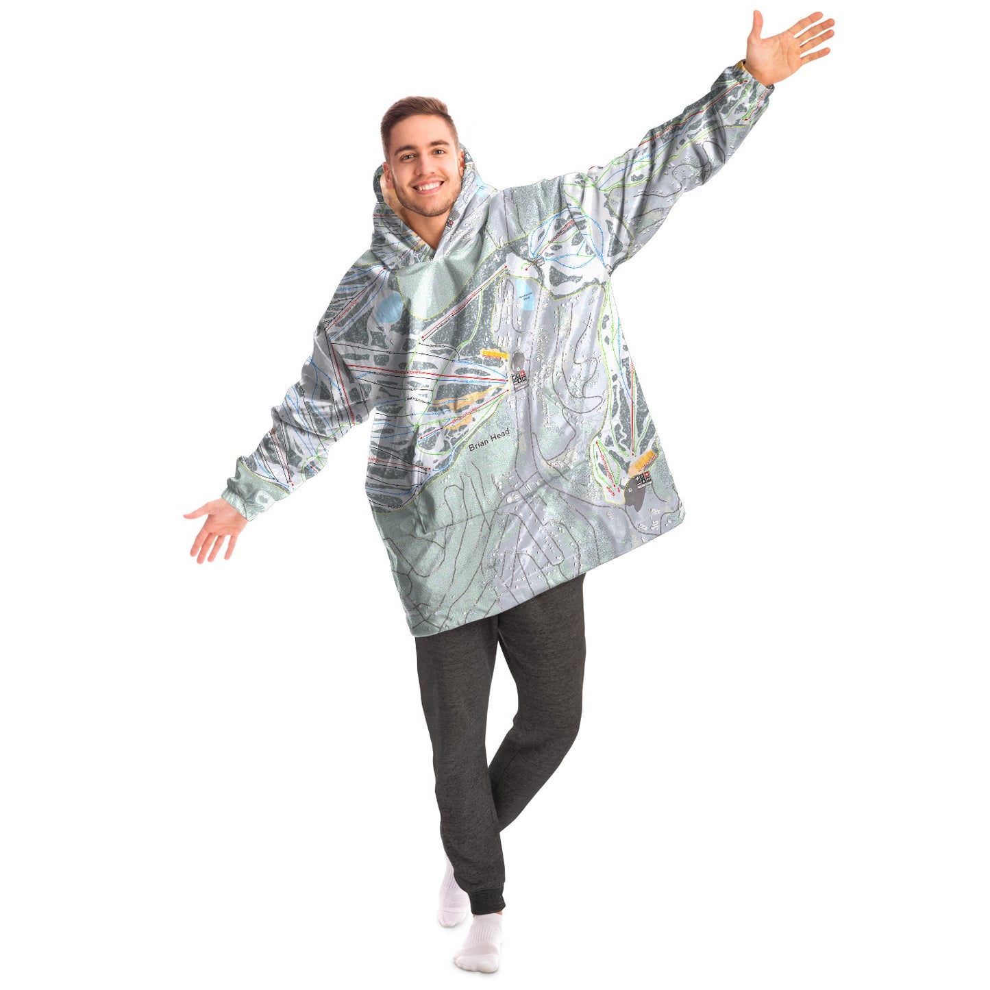 Brian Head, Utah Ski Trail Map - Snug Hoodie - Powderaddicts