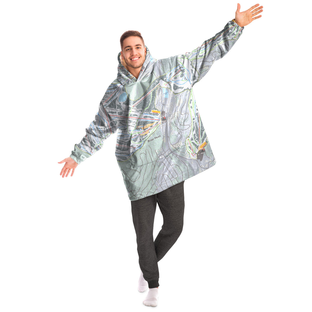 Brian Head, Utah Ski Trail Map - Snug Hoodie
