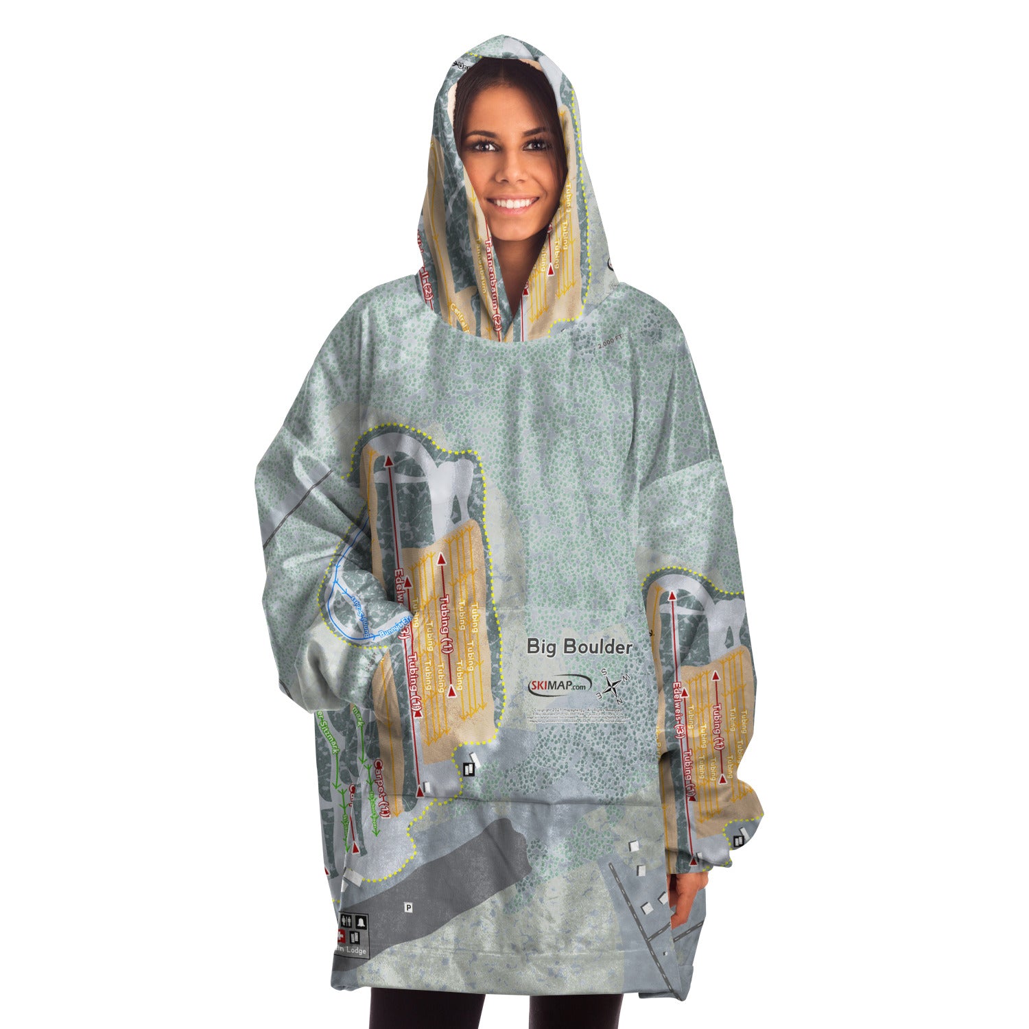 Big Boulder, Pennsylvania Ski Trail Map Snug Hoodie