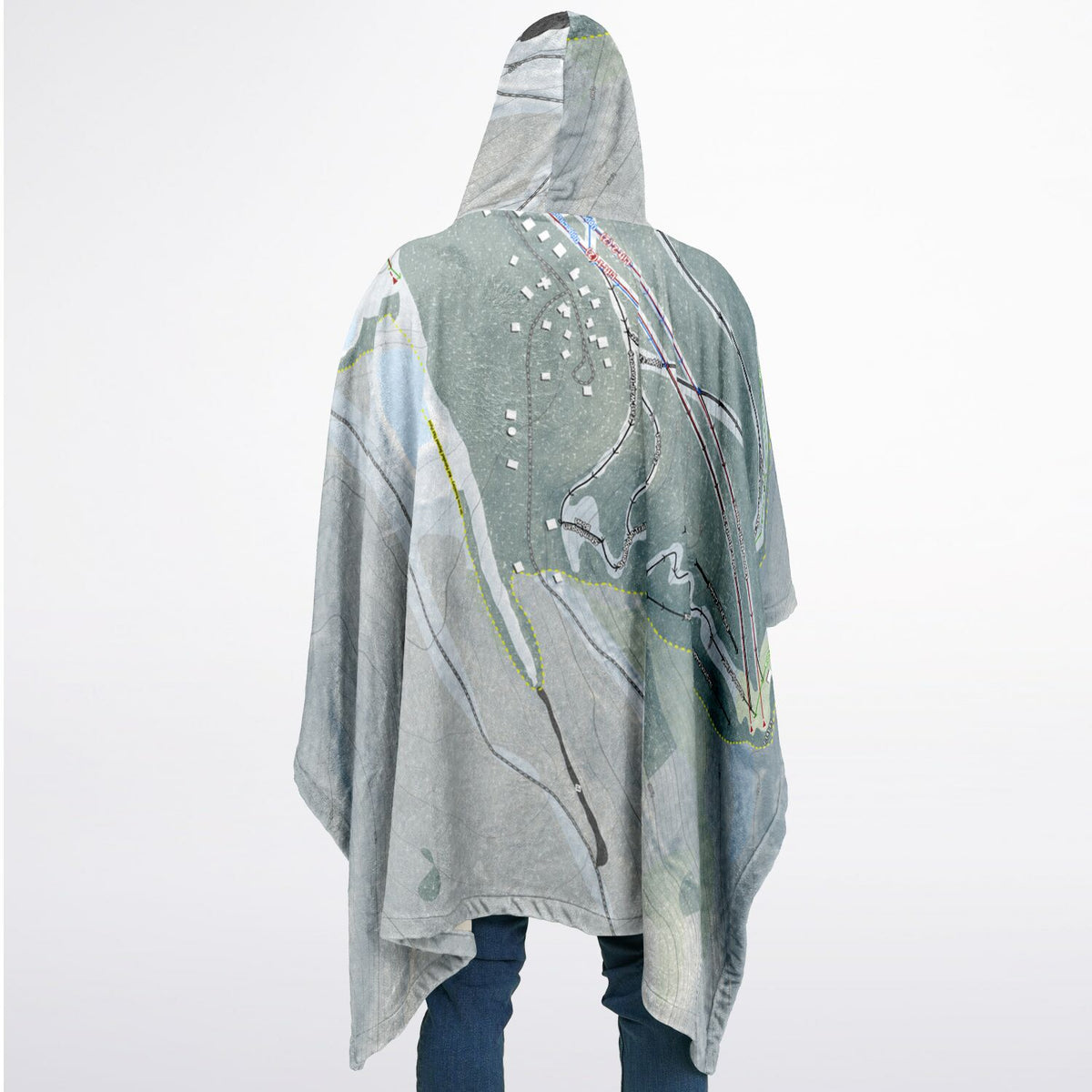 Blue Knob, Pennsylvania Ski Resort Map Flannel Blanket Poncho