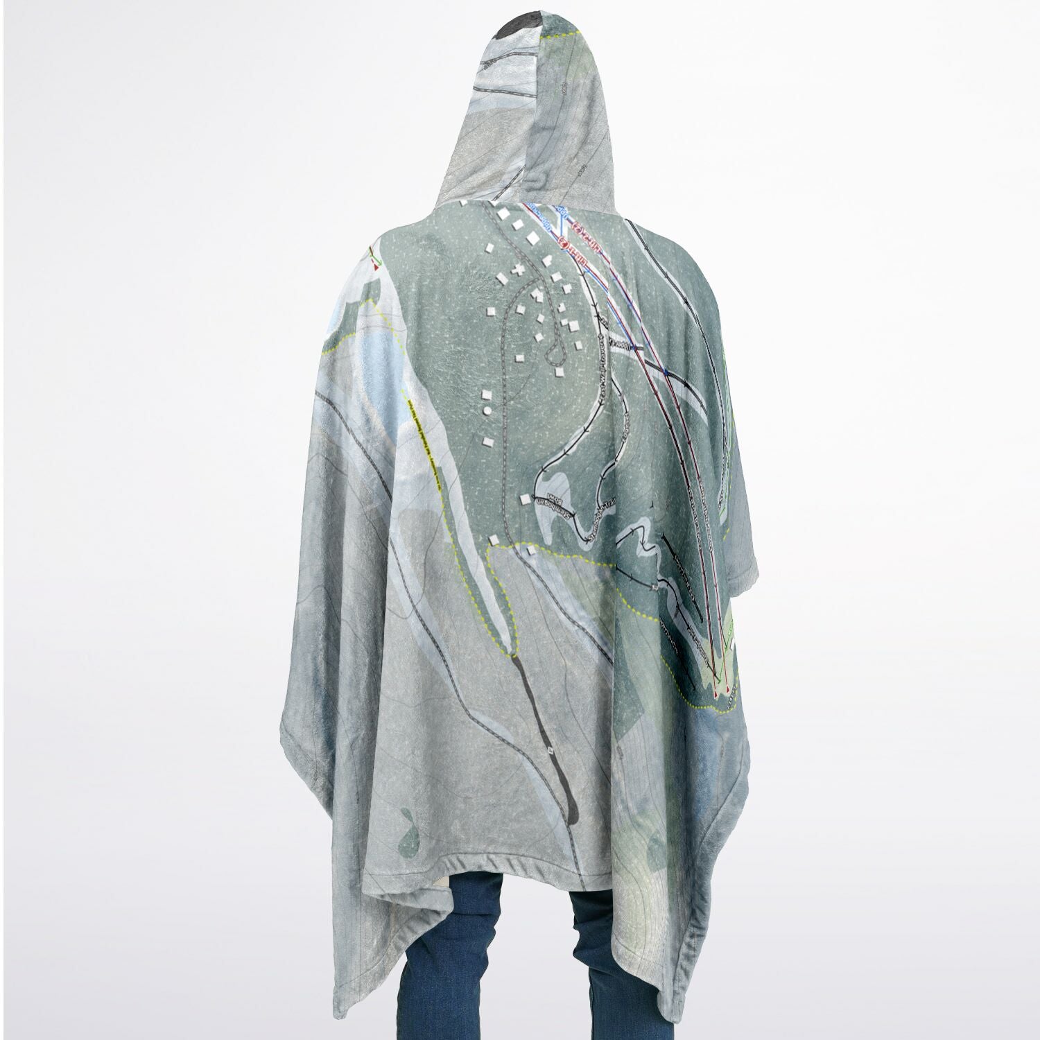 Blue Knob, Pennsylvania Ski Resort Map Flannel Blanket Poncho