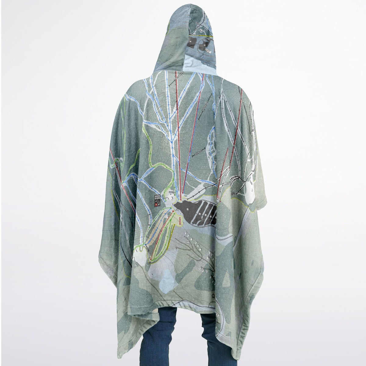 Le Massif De Charlevoix, Quebec Ski Resort Map Flannel Blanket Poncho