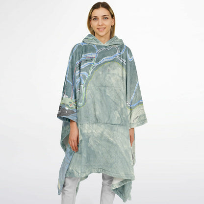 Wildcat Mountain, New Hampshire Ski Resort Map Flannel Blanket Poncho
