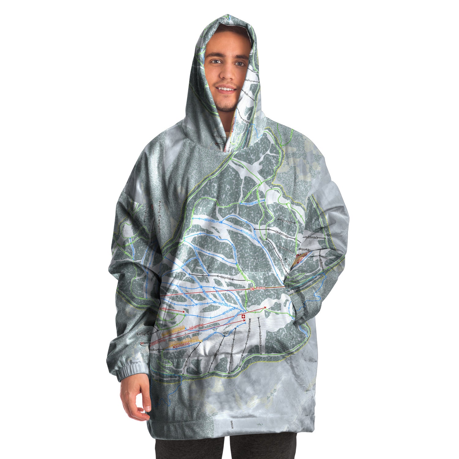 Kelly Canyon, Idaho Ski Trail Map Snug Hoodie