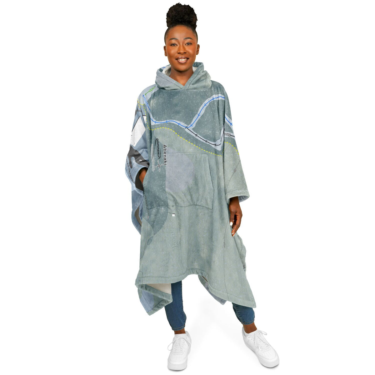 Abenaki, New Hampshire Ski Resort Map Flannel Blanket Poncho