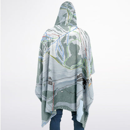 Donner Ski Ranch, California Ski Resort Map Flannel Blanket Poncho