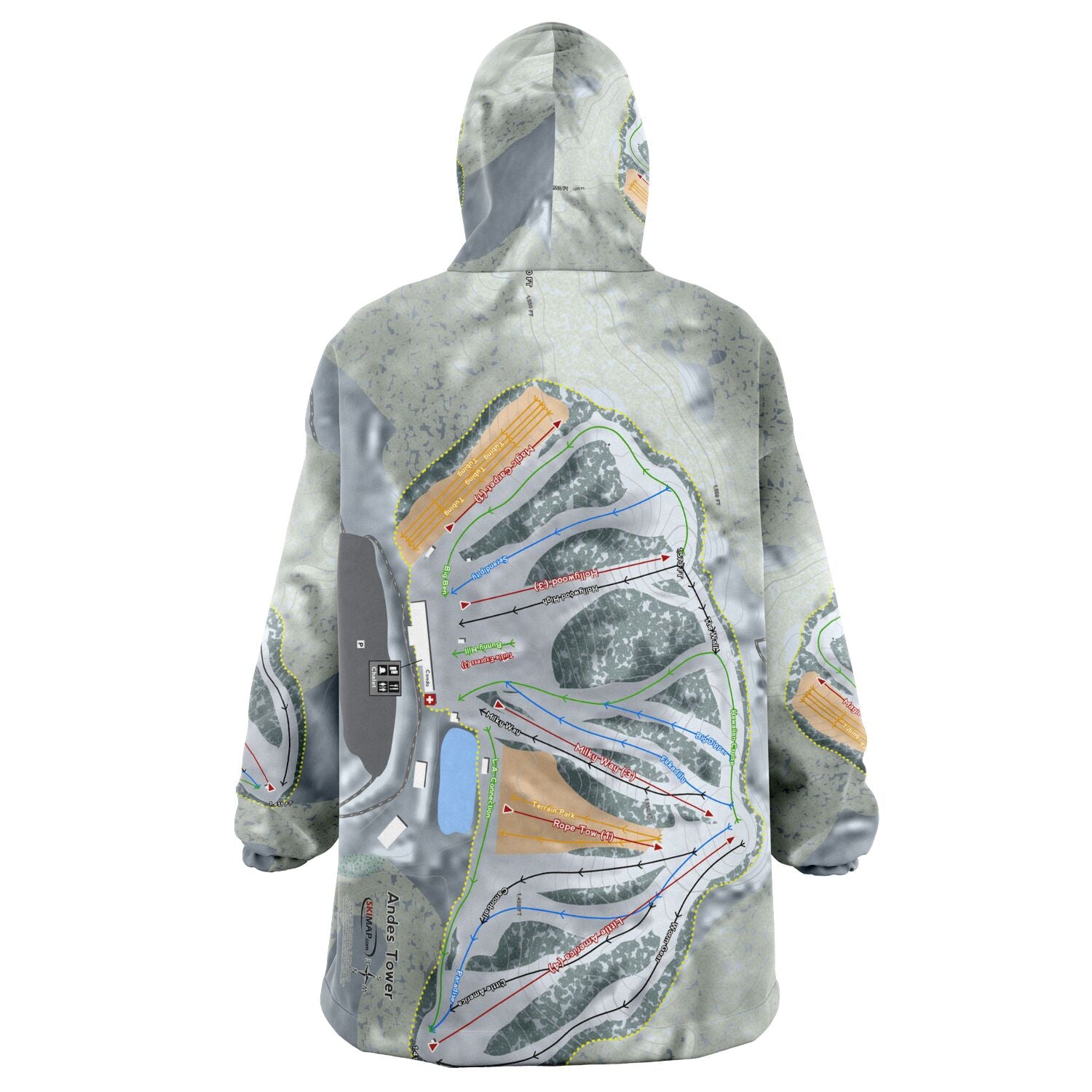 Andes Tower, Minnesota Ski Trail Map Snug Hoodie