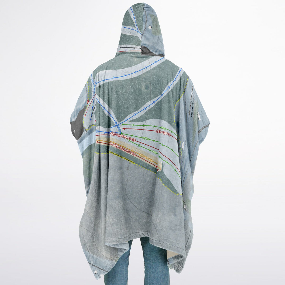 Spring Mountain, Pennsylvania Ski Resort Map Flannel Blanket Poncho