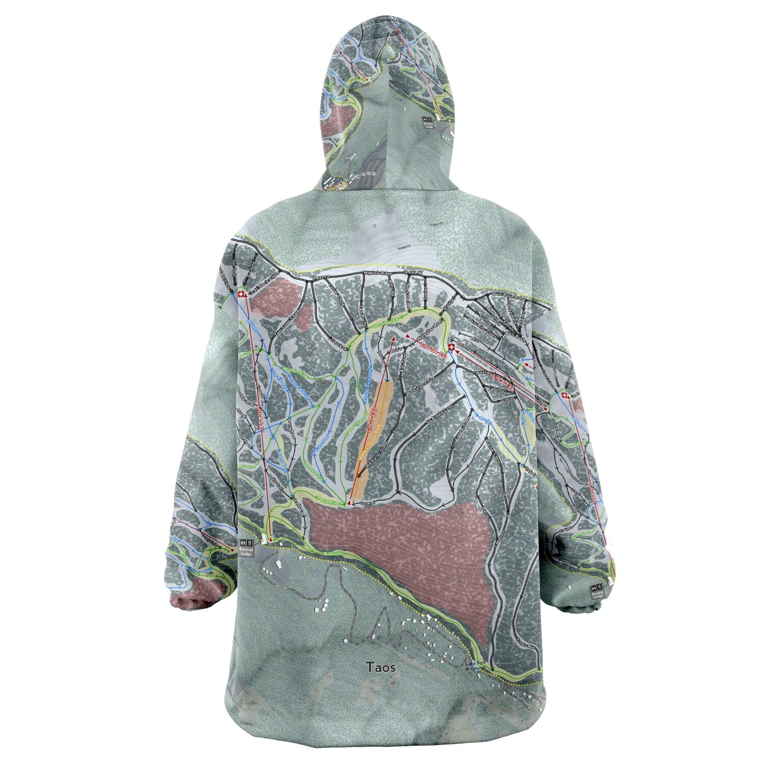 Taos, New Mexico Ski Trail Map - Snug Hoodie