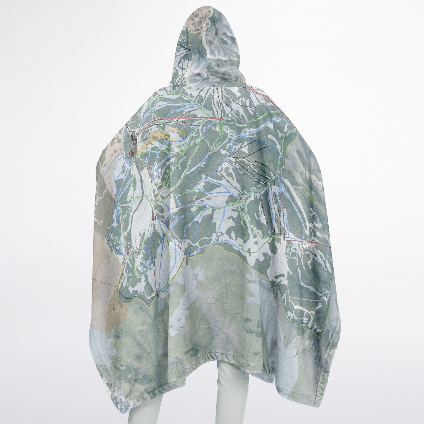 Powder Mountain, Utah Ski Resort Map Flannel Blanket Poncho