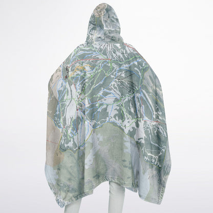 Powder Mountain, Utah Ski Resort Map Flannel Blanket Poncho