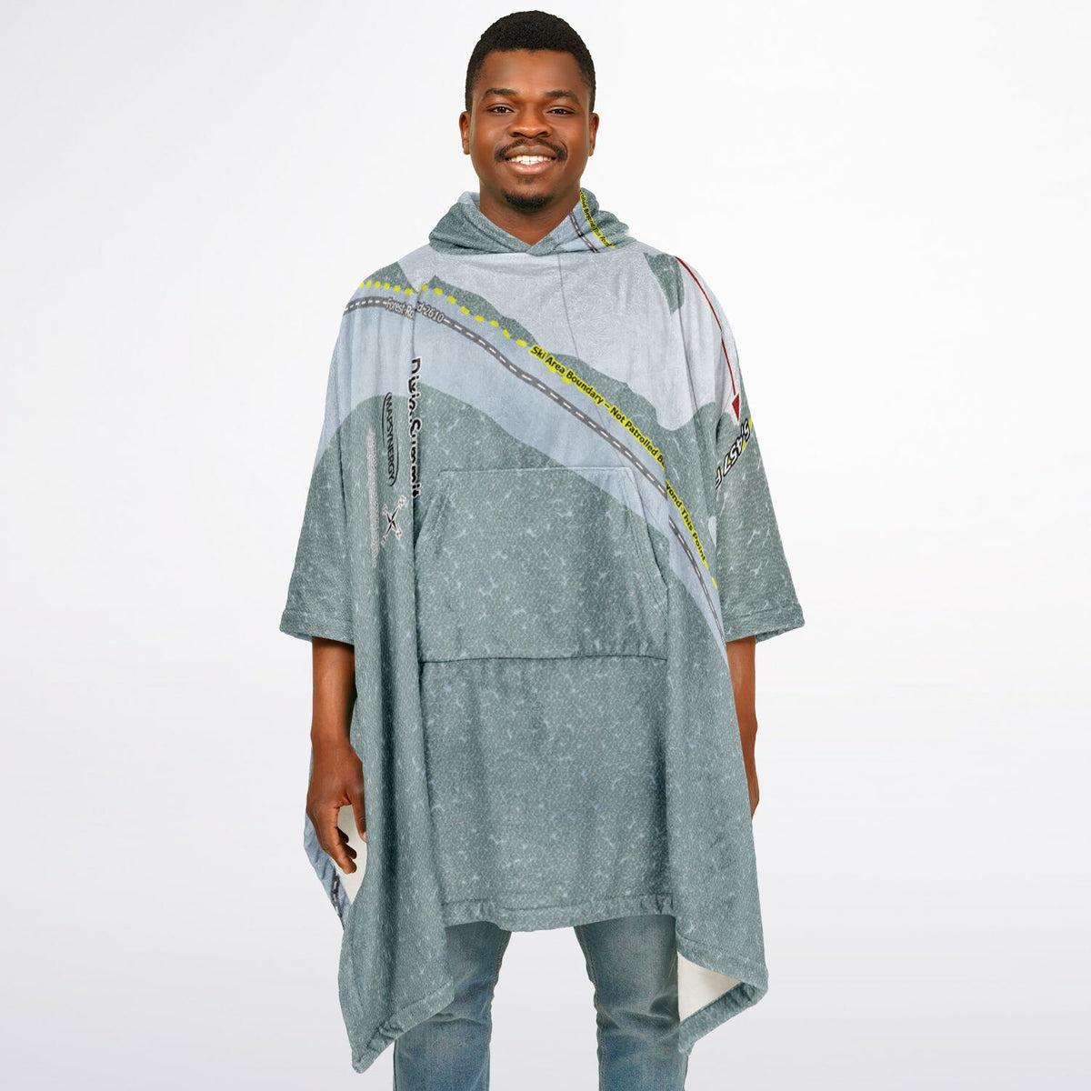 Dixie Summit, Oregon Ski Resort Map Flannel Blanket Poncho