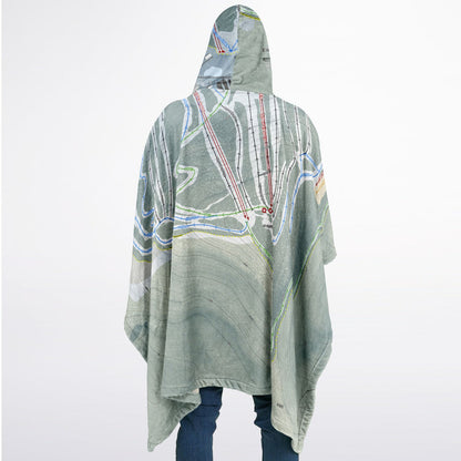 Elk Mountain, Pennsylvania Ski Resort Map Flannel Blanket Poncho